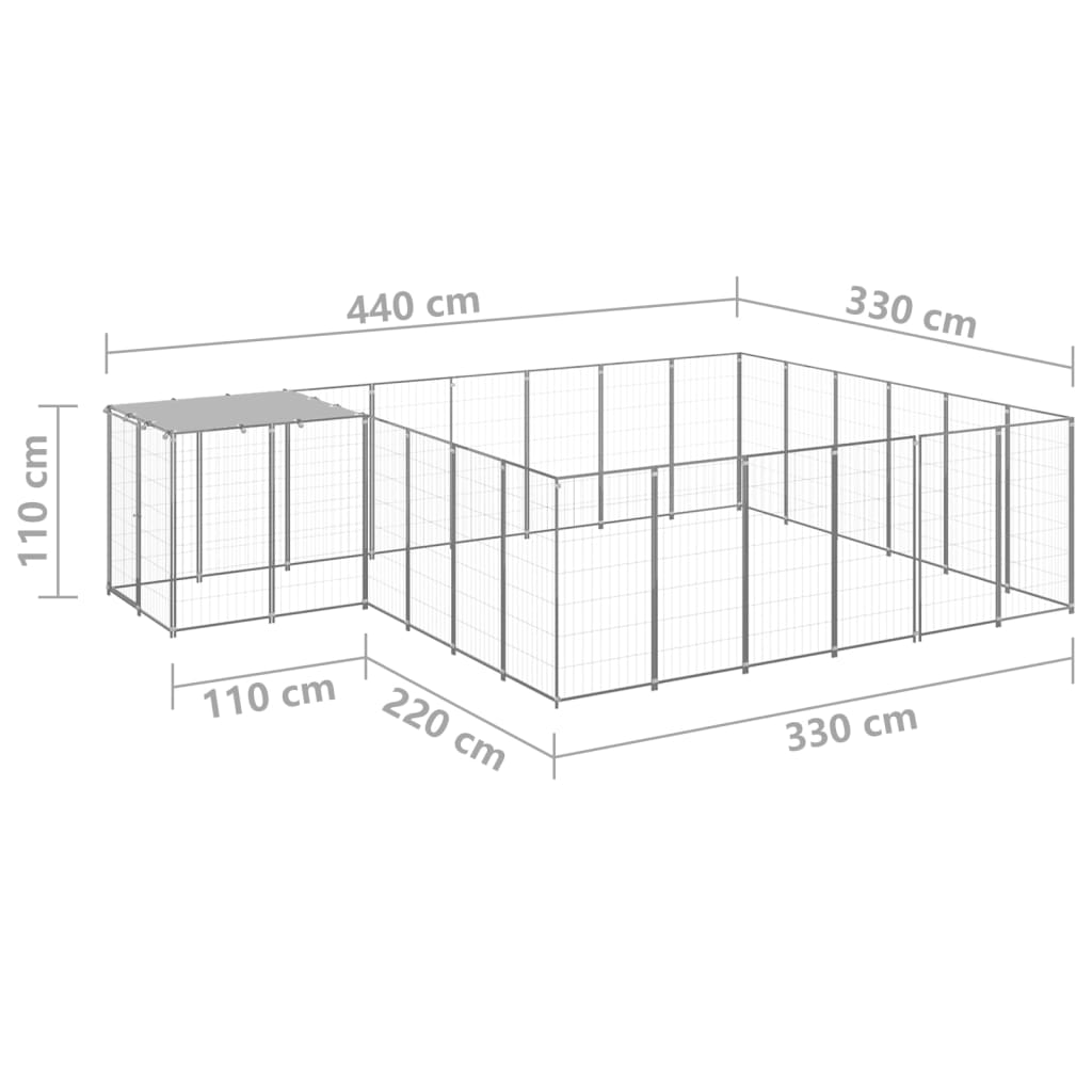 Dog Kennel Silver 12.1 m? Steel