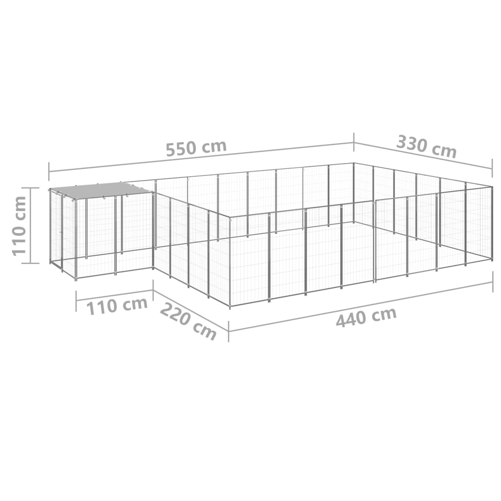 Dog Kennel Silver 15.73 m? Steel
