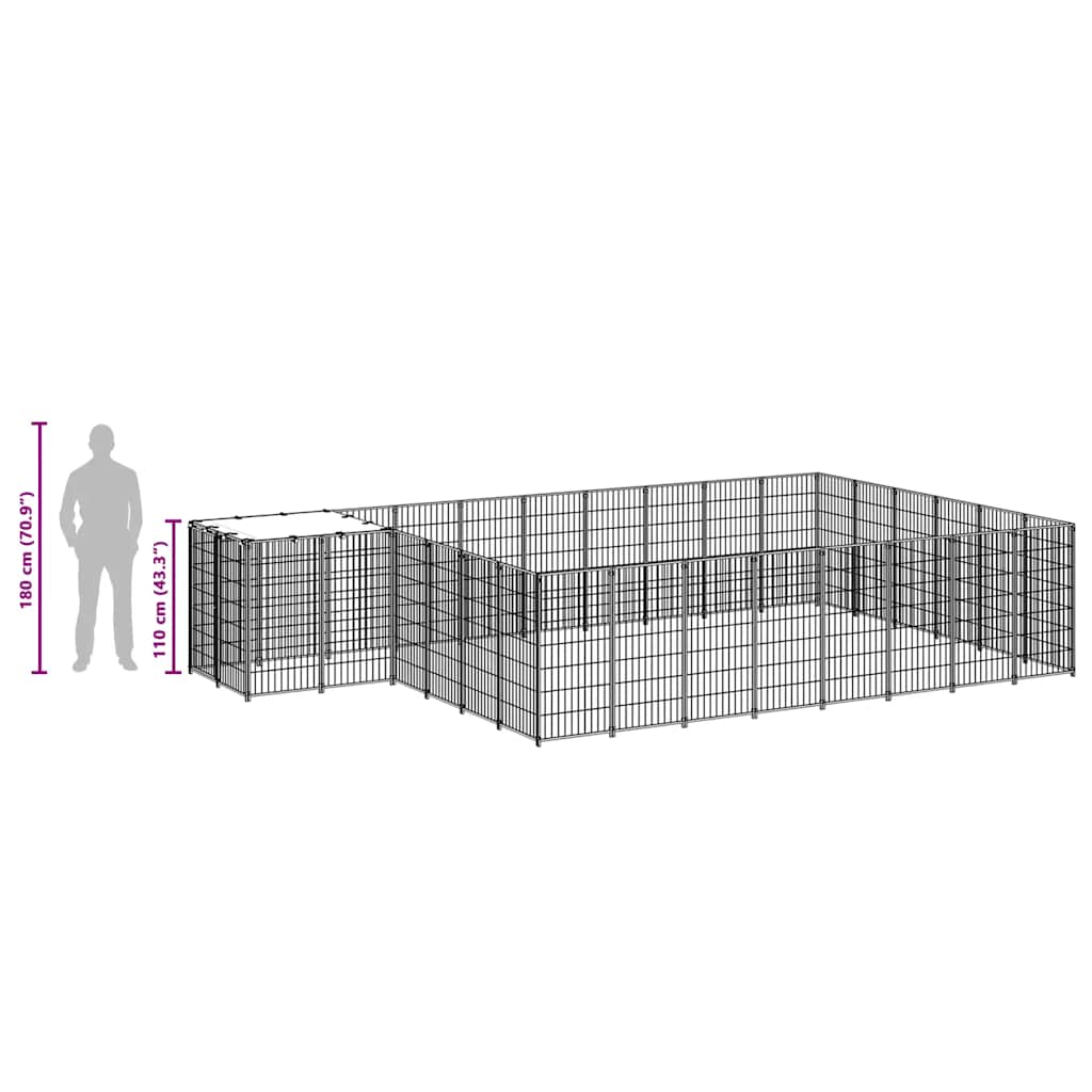 Dog Kennel Silver 15.73 m? Steel