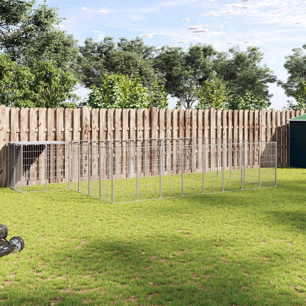 Dog Kennel Silver 15.73 m? Steel