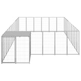 Dog Kennel Silver 19.36 m² Steel - Front View
