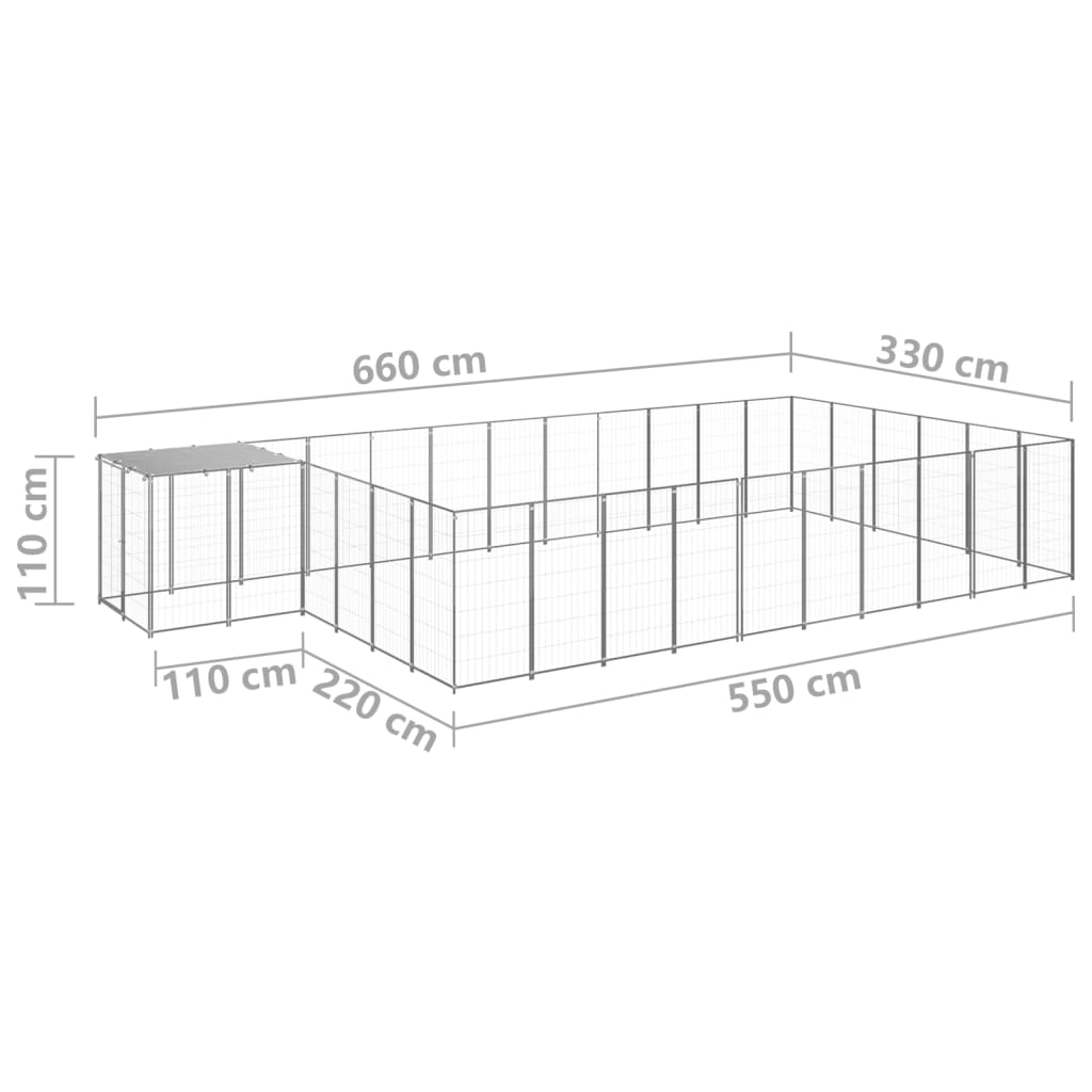 Dog Kennel Silver 19.36 m? Steel