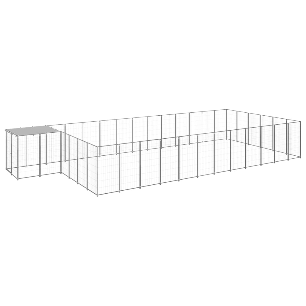 Dog Kennel Silver 22.99 m? Steel