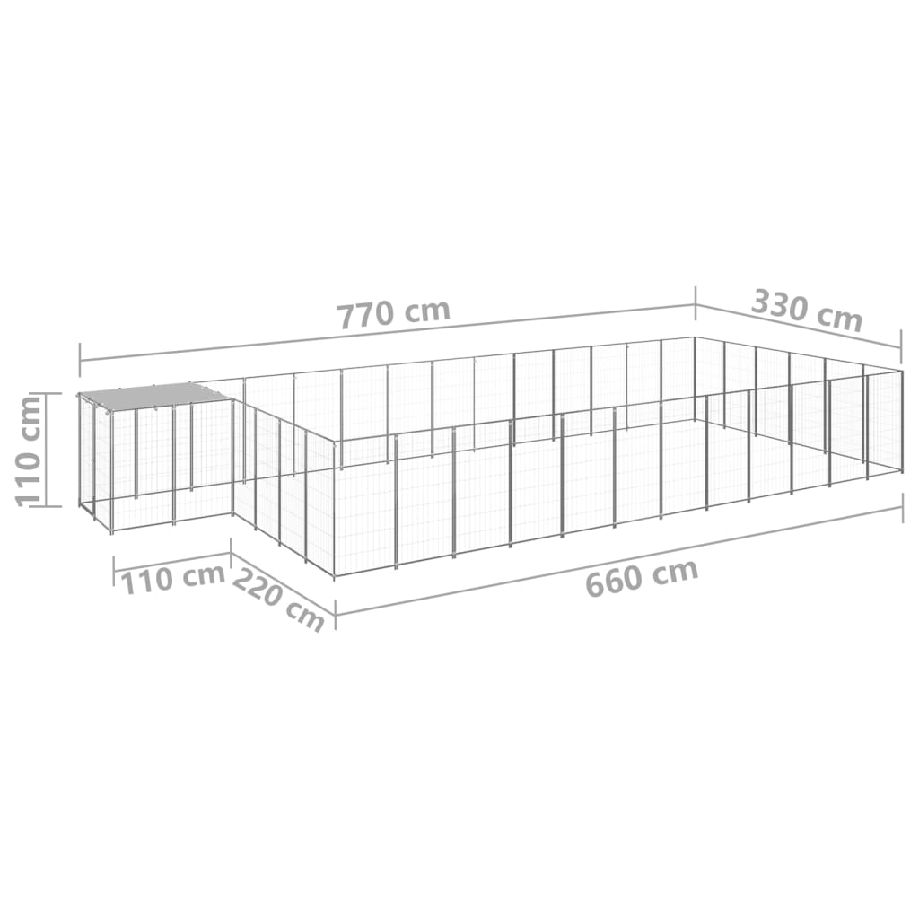 Dog Kennel Silver 22.99 m? Steel