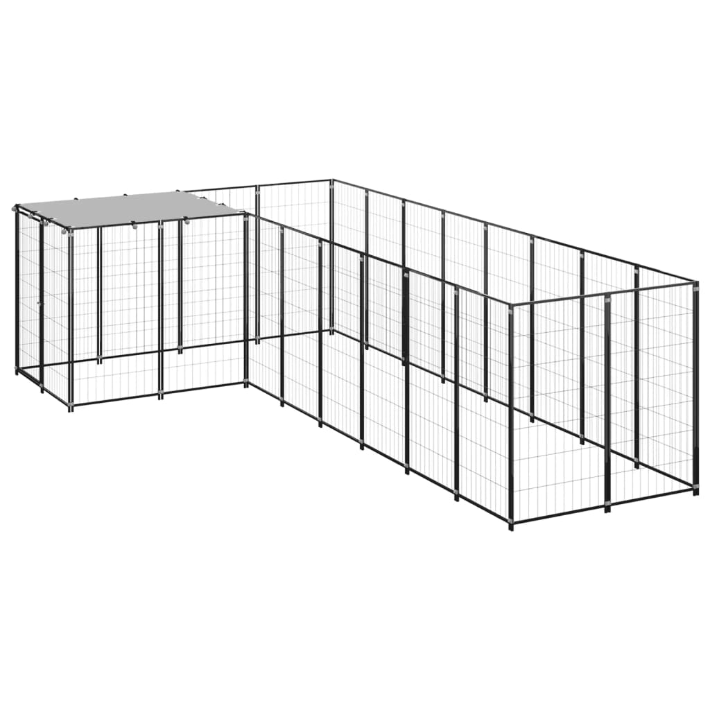 Dog Kennel Black 6.05 m? Steel