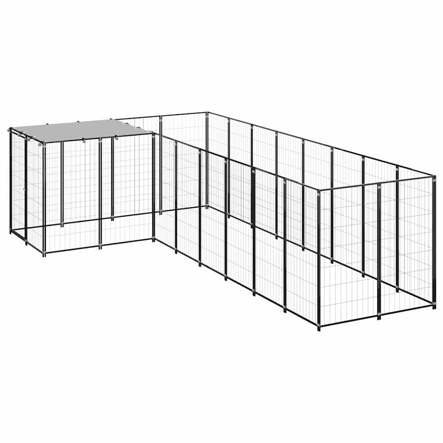 Dog Kennel Black 6,05 m² Steel