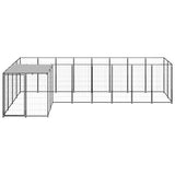Dog Kennel Black 6.05 m² Steel - Front View