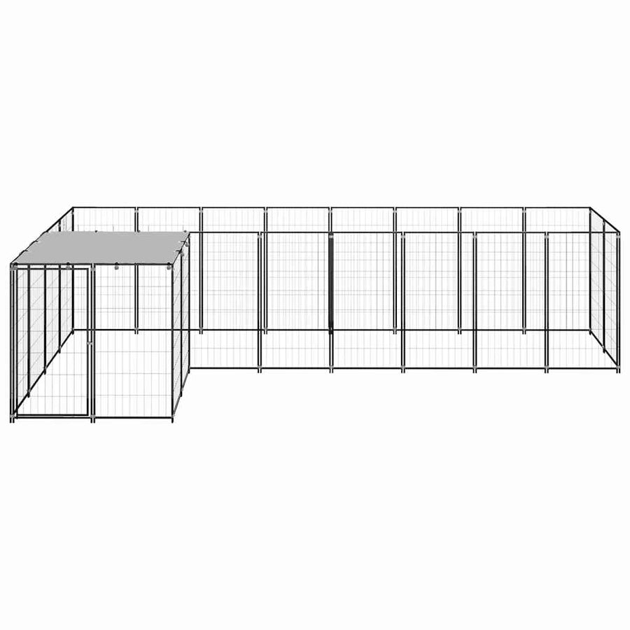 Dog Kennel Black 6,05 m² Steel