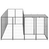 Dog Kennel Black 6.05 m² Steel - Side View