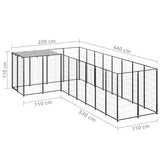 Dog Kennel Black 6.05 m? Steel