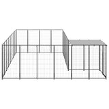 Dog Kennel Black 10.89 m² Steel - Side View