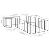 Dog Kennel Black 10.89 m² Steel - Rear View