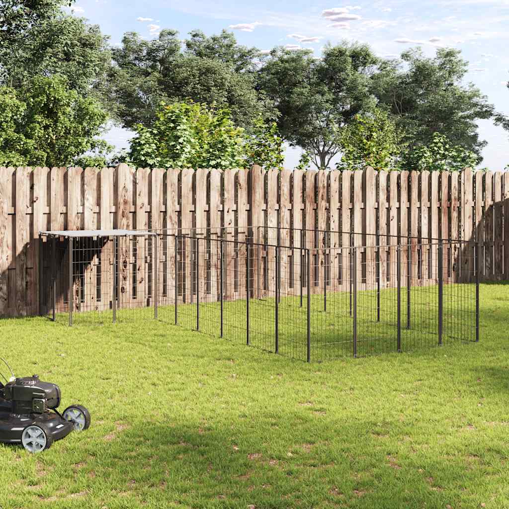 Dog Kennel Black 10.89 m? Steel