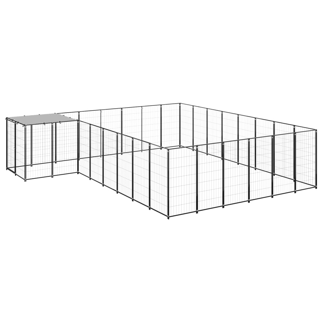 Dog Kennel Black 15.73 m? Steel