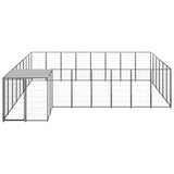 Dog Kennel Black 15.73 m² Steel - Front View