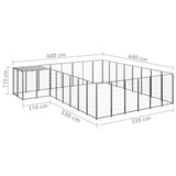 Dog Kennel Black 15.73 m? Steel