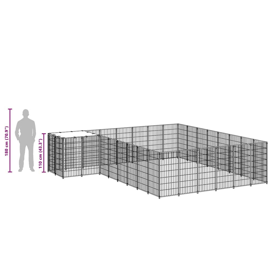 Dog Kennel Black 15,73 m² Steel