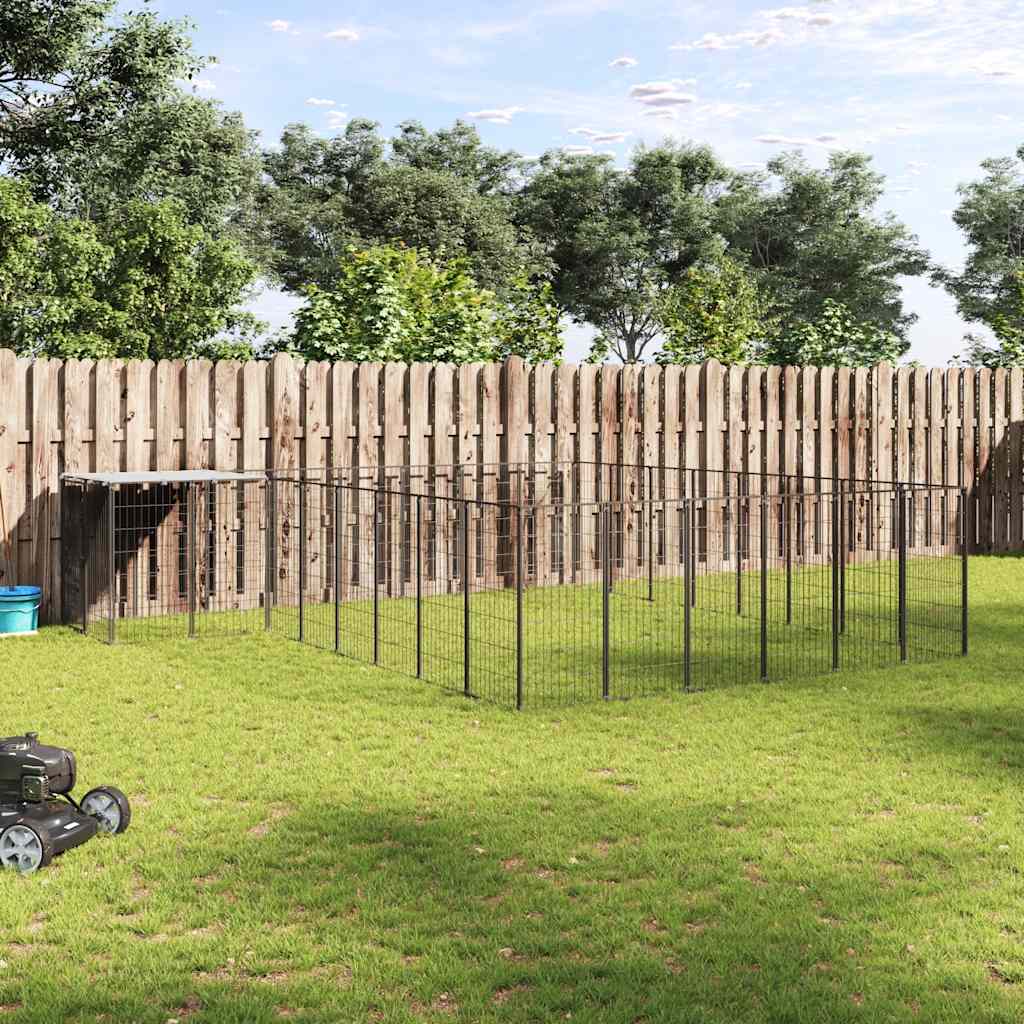 Dog Kennel Black 15.73 m? Steel