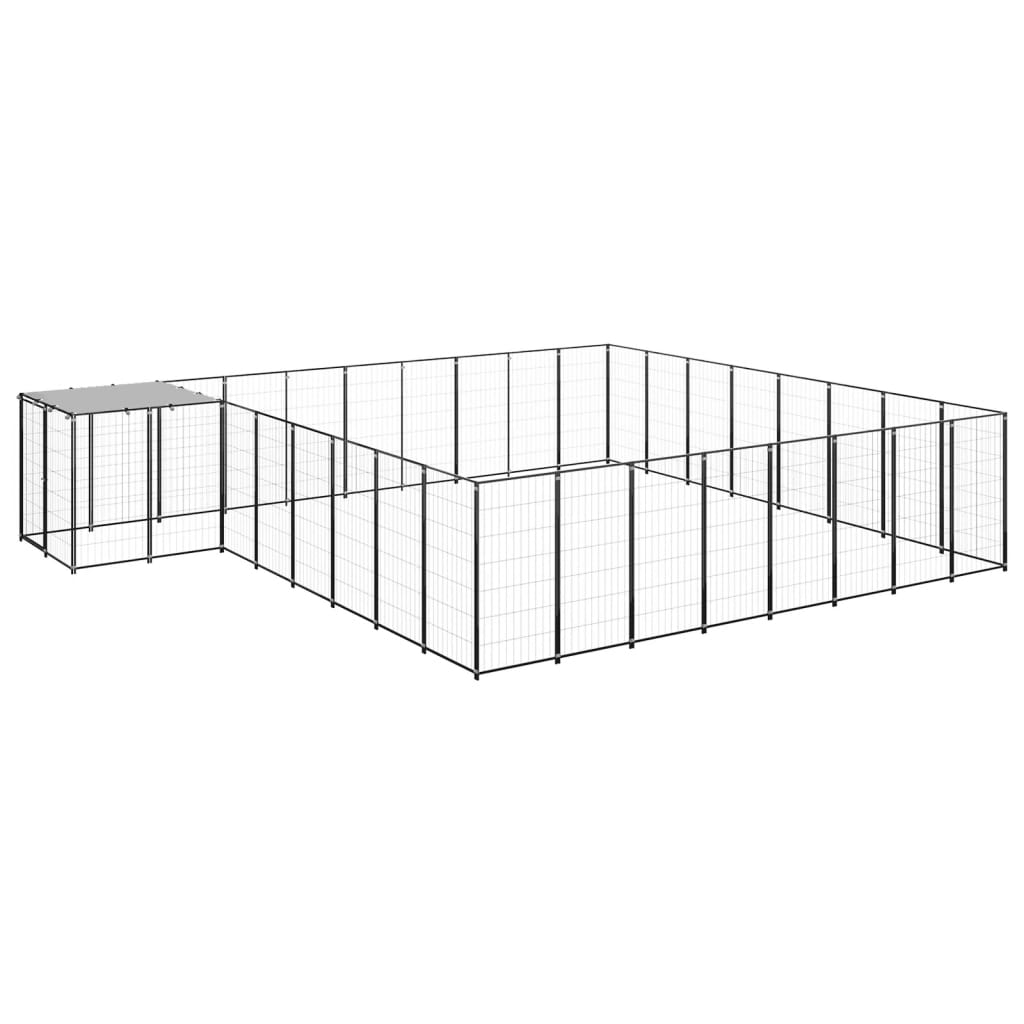 Dog Kennel Black 20.57 m? Steel