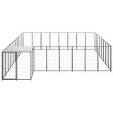 Dog Kennel Black 20.57 m² Steel - Front View