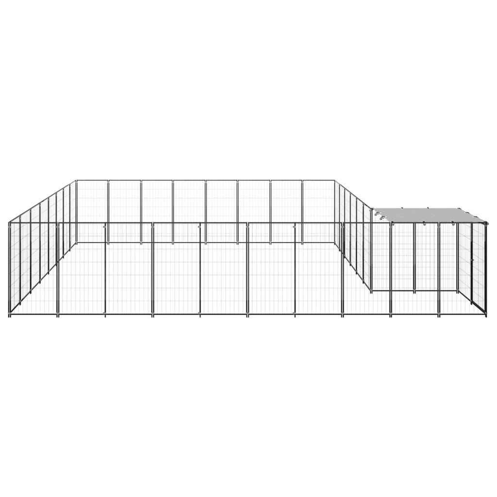 Dog Kennel Black 20.57 m? Steel