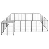 Dog Kennel Black 25.41 m? Steel - Side View