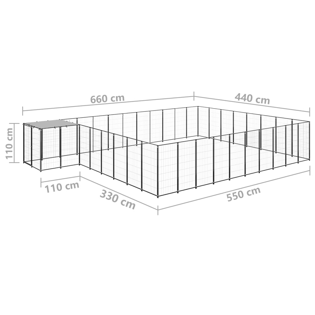 Dog Kennel Black 25.41 m? Steel