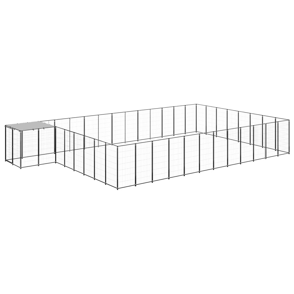 Dog Kennel Black 30.25 m? Steel