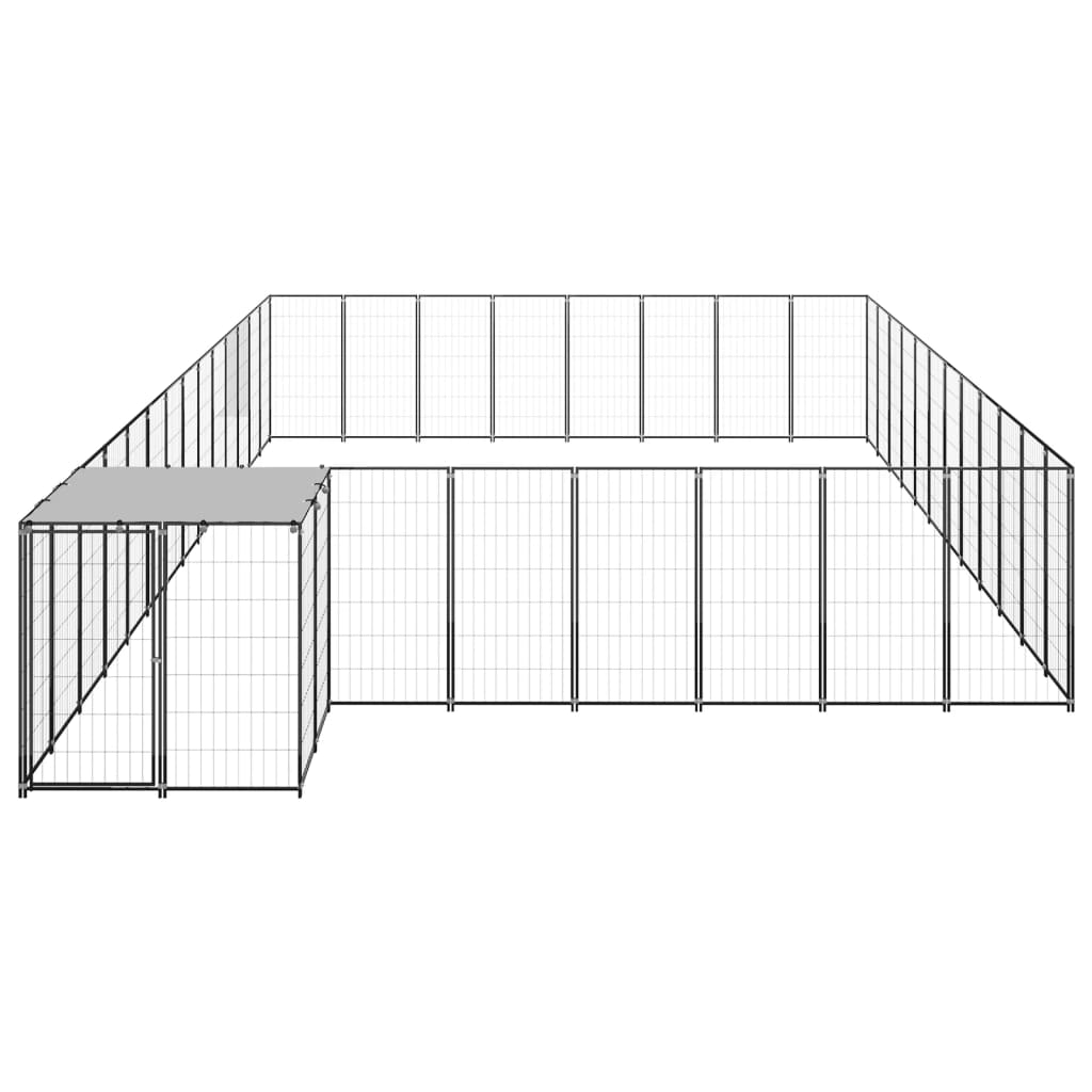 Dog Kennel Black 30.25 m? Steel