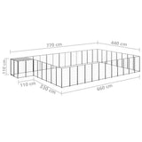 Dog Kennel Black 30.25 m? Steel