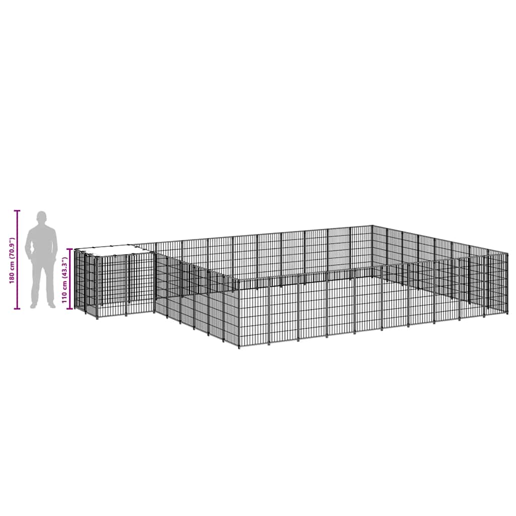 Dog Kennel Black 30.25 m? Steel