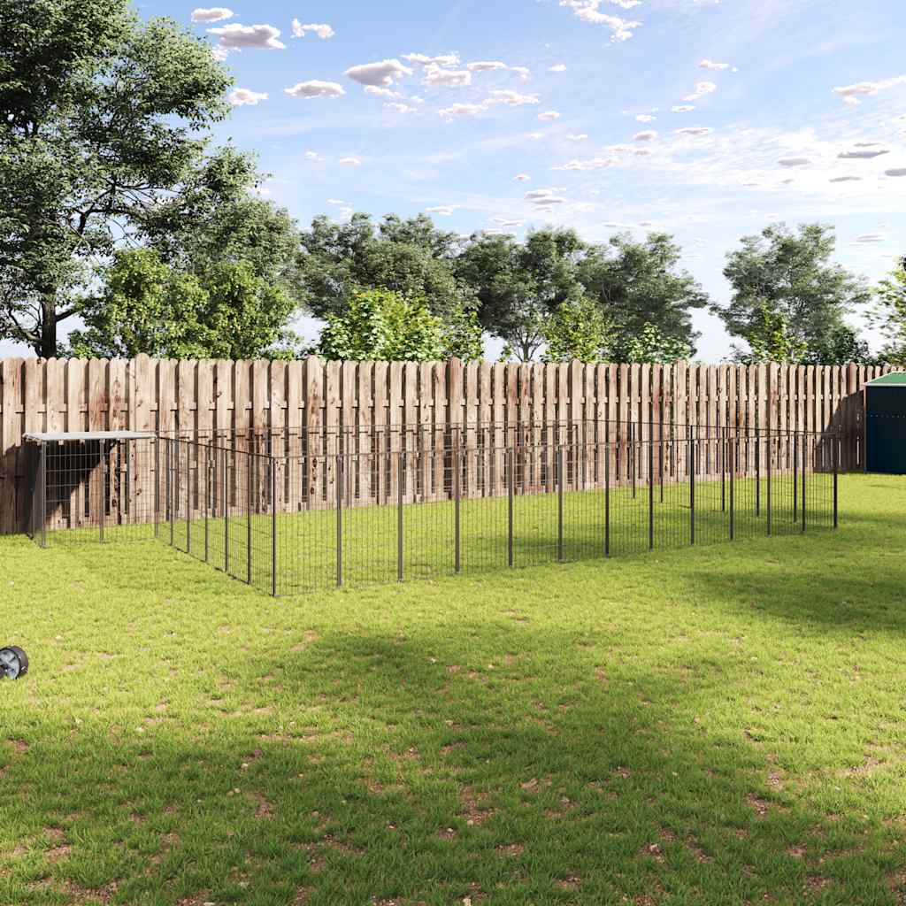 Dog Kennel Black 30.25 m? Steel
