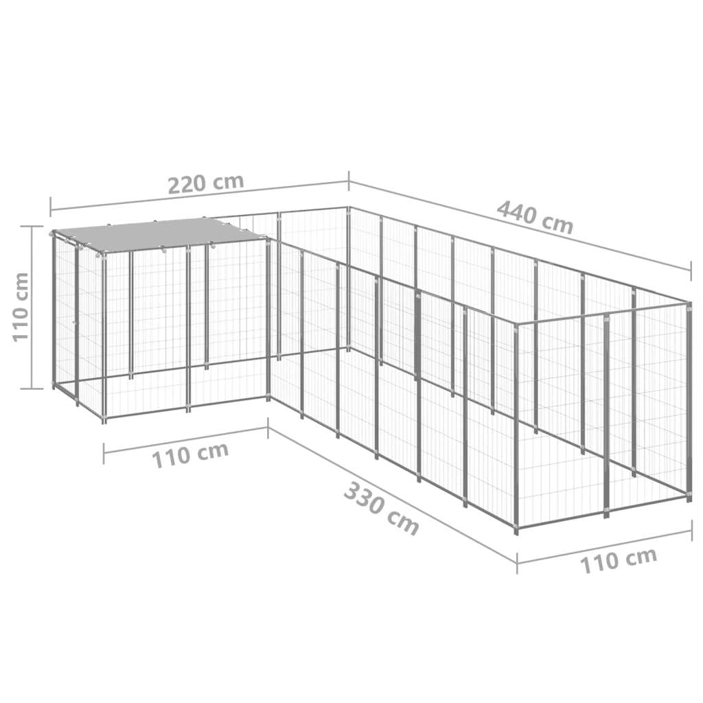 Dog Kennel Silver 6.05 m? Steel
