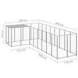 Dog Kennel Silver 6.05 m² Steel - Rear View