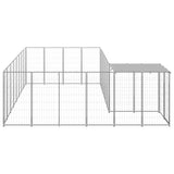 Dog Kennel Silver 10.89 m² Steel - Side View