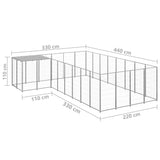 Dog Kennel Silver 10.89 m² Steel - Rear View