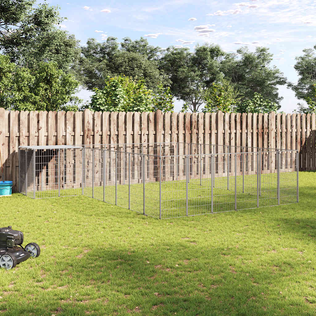 Dog Kennel Silver 15.73 m? Steel