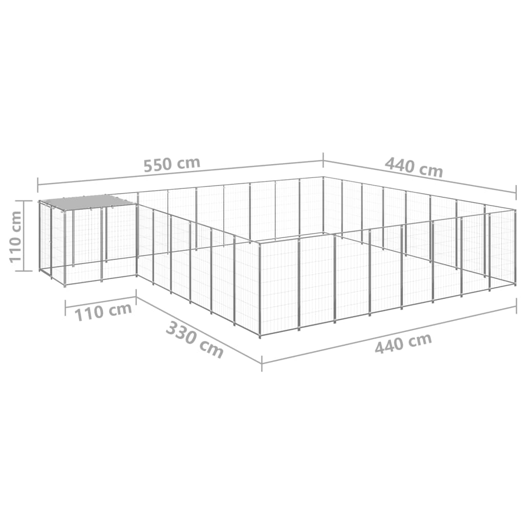 Dog Kennel Silver 20.57 m? Steel