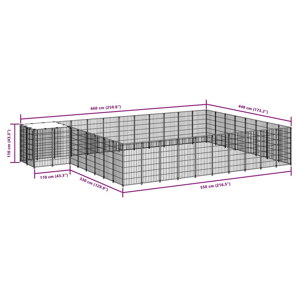 Dog Kennel Silver 25.41 m? Steel