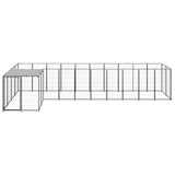 Dog Kennel Black 7.26 m² Steel - Front View