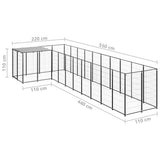 Dog Kennel Black 7.26 m? Steel