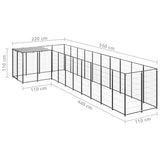 Dog Kennel Black 7.26 m² Steel - Rear View