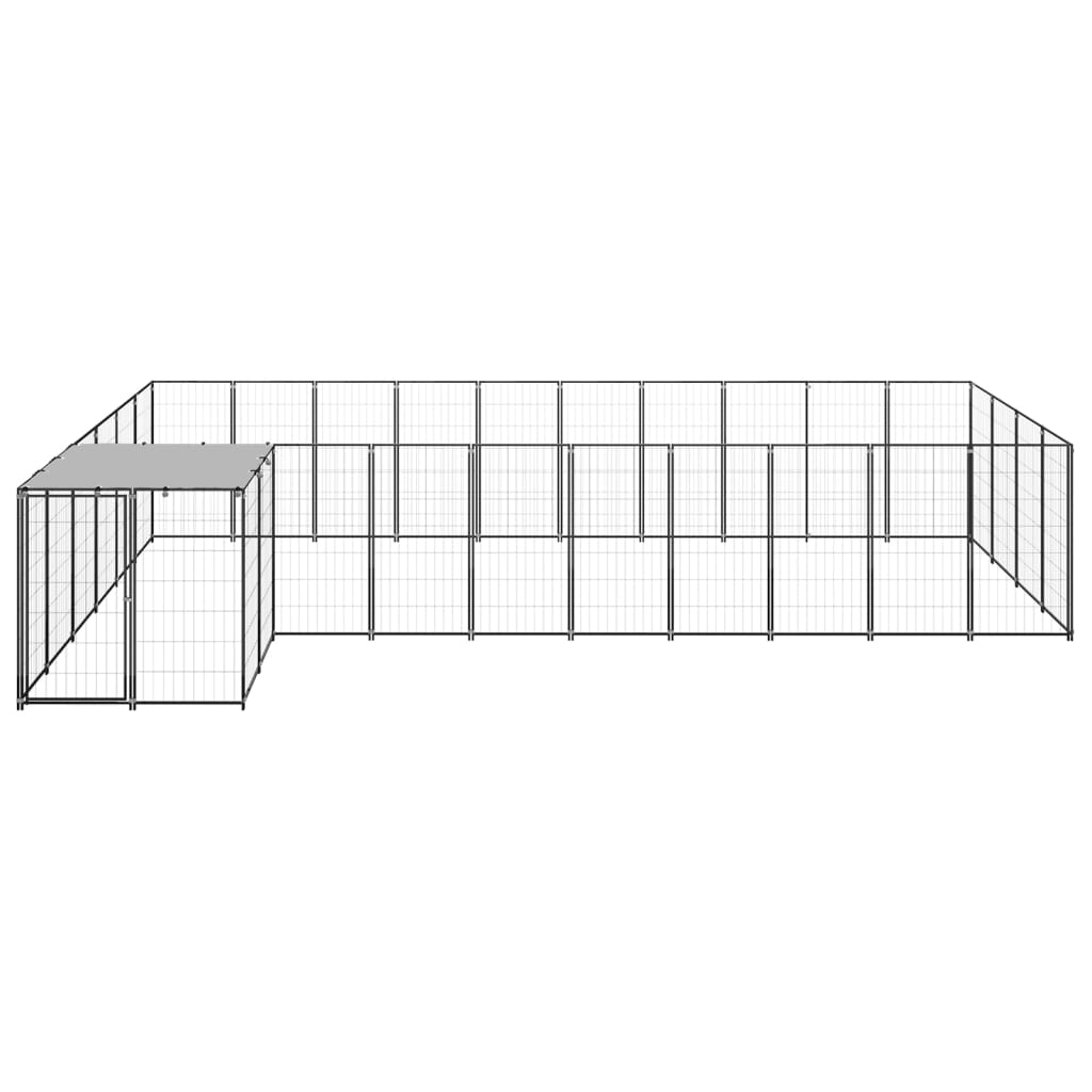 Dog Kennel Black 13.31 m? Steel
