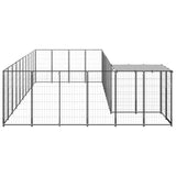 Dog Kennel Black 19.36 m² Steel - Front View