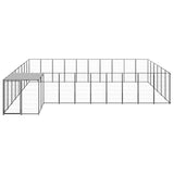 Dog Kennel Black 19.36 m² Steel - Side View