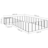 Dog Kennel Black 19.36 m² Steel - Rear View