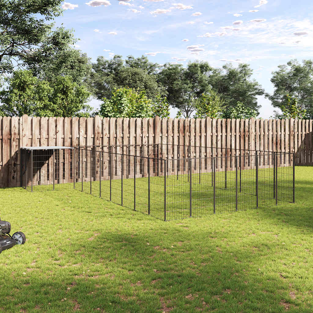 Dog Kennel Black 19.36 m? Steel