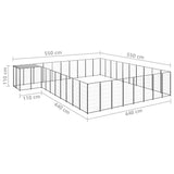 Dog Kennel Black 25.41 m? Steel - Close-Up Angle