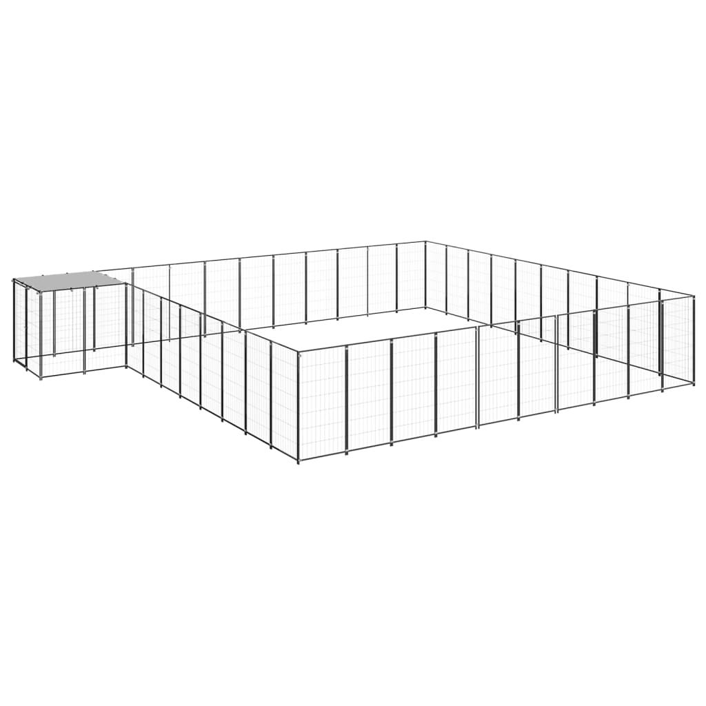 Dog Kennel Black 31.46 m? Steel