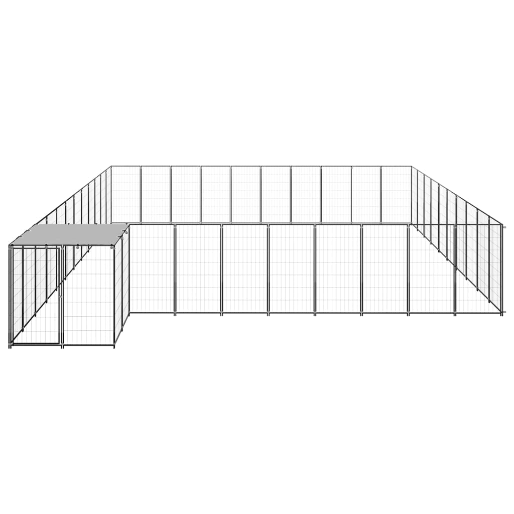 Dog Kennel Black 31.46 m? Steel